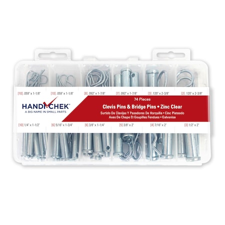 Handi-Chek Clevis and Bridge Pin Asst CS PL 74pc DISP-CLP-BP074